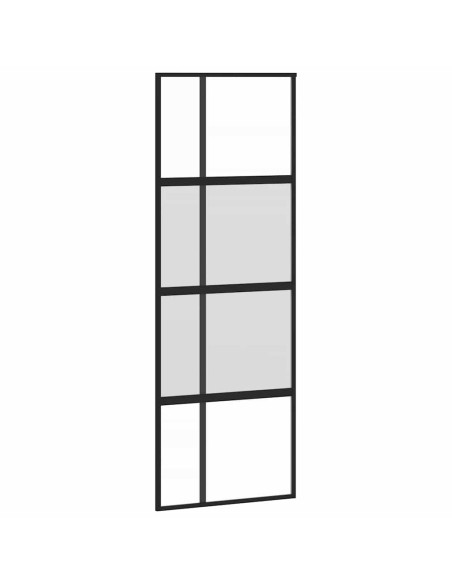Porta Scorrevole Nera 76x205 cm in Vetro Temperato e Alluminio
