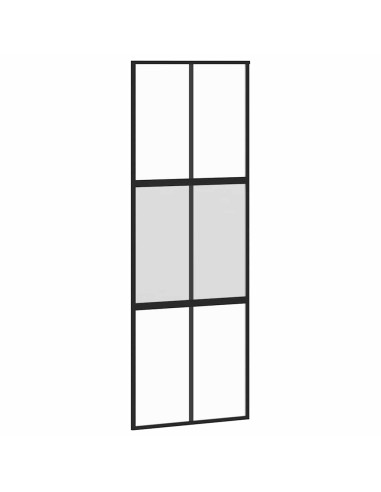 Porta Scorrevole Nera 76x205 cm in Vetro Temperato e Alluminio