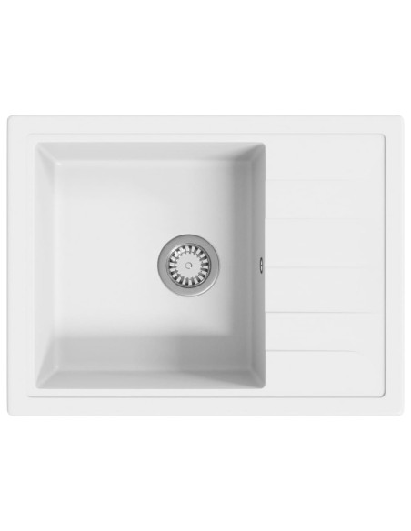 Lavello da Cucina con Foro Troppopieno Ovale Bianco in Granito