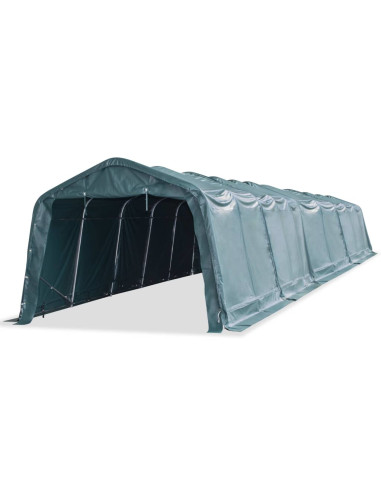 Tendone Bestiame Rimovibile PVC 550 g/m² 3,3x16 m Verde Scuro