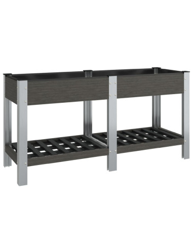 Fioriera Rialzata Giardino con Ripiano Grigia 175x50x75 cm WPC