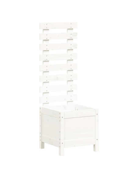 Fioriera Giardino con Rastrelliera Bianca 39x39,5x114cm Pino