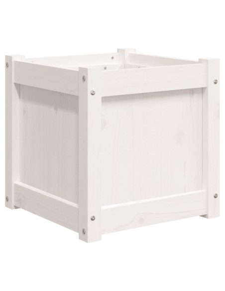 Fioriera da Giardino Bianca 40x40x40 cm Legno Massello di Pino