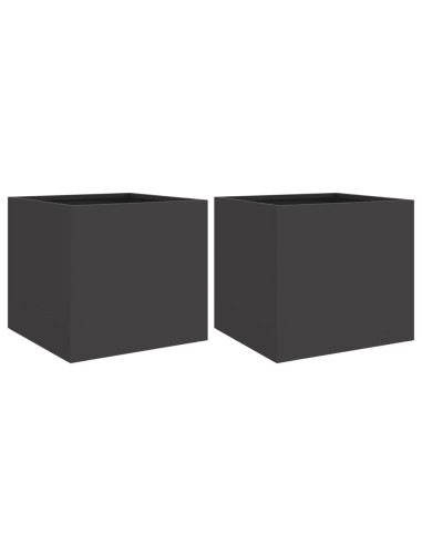 Fioriere 2 pz Nere 32x30x29 cm in Acciaio