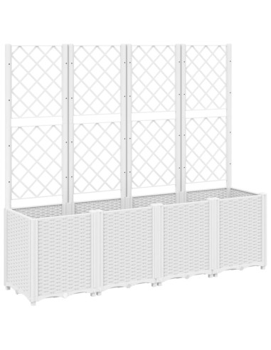 Fioriera da Giardino con Traliccio Bianco 160x40x140 cm in PP