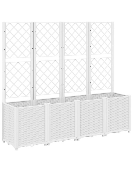 Fioriera da Giardino con Traliccio Bianco 160x40x140 cm in PP