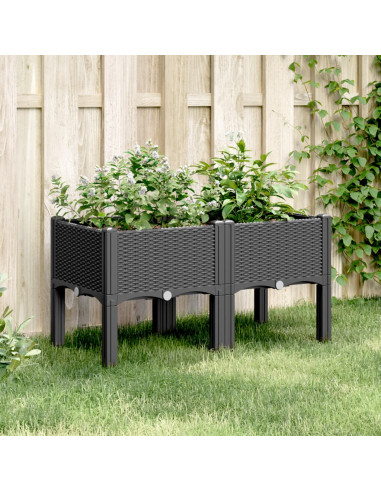 Fioriera da Giardino con Gambe Nera 80x40x42 cm in PP