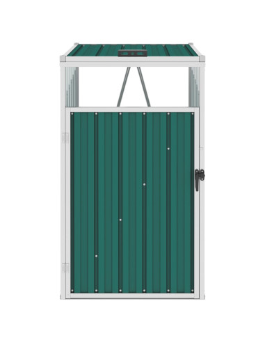 Copri Bidone Rifiuti Verde 72x81x121 cm in Acciaio