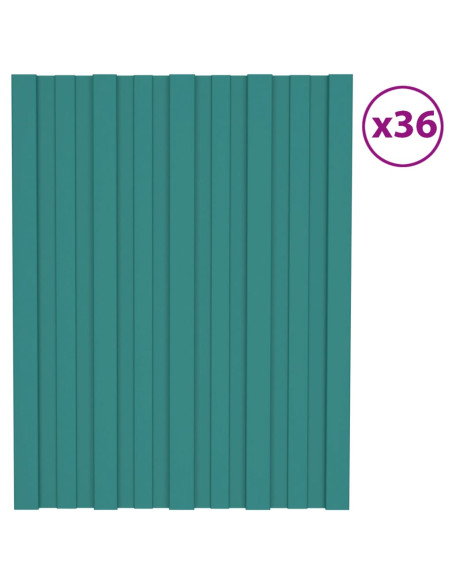 Pannelli da Tetto 36 pz in Acciaio Zincato Verde 60x45 cm