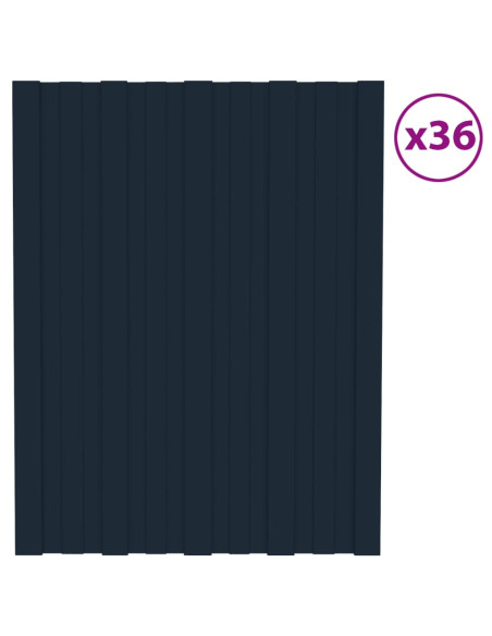 Pannelli da Tetto 36 pz in Acciaio Zincato Antracite 60x45 cm