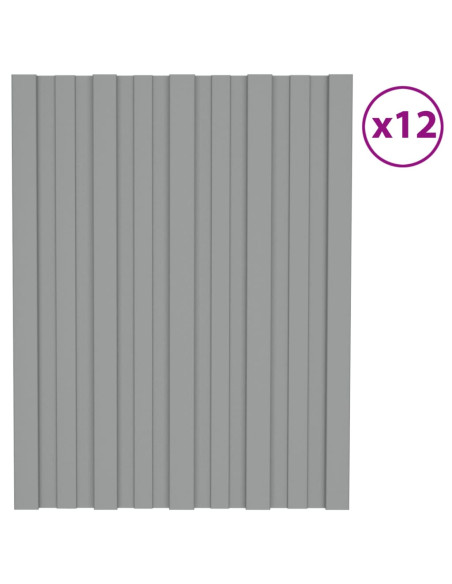 Pannelli da Tetto 12 pz in Acciaio Zincato Grigio 60x45 cm