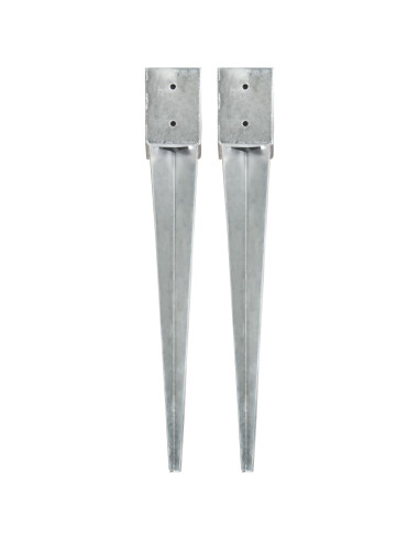 Picchetti di Terra 2 pz Argento 10x10x76 cm in Acciaio Zincato