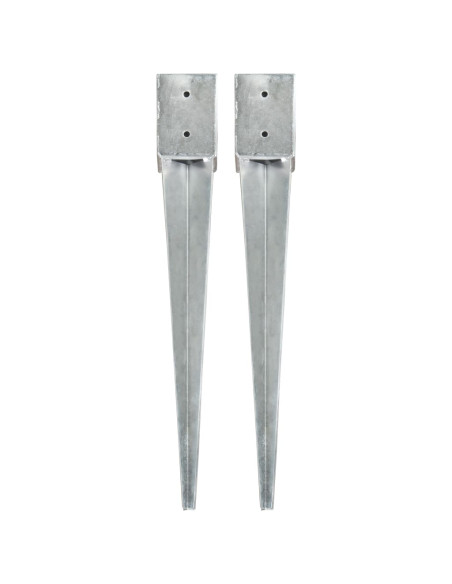 Picchetti di Terra 2 pz Argento 10x10x76 cm in Acciaio Zincato