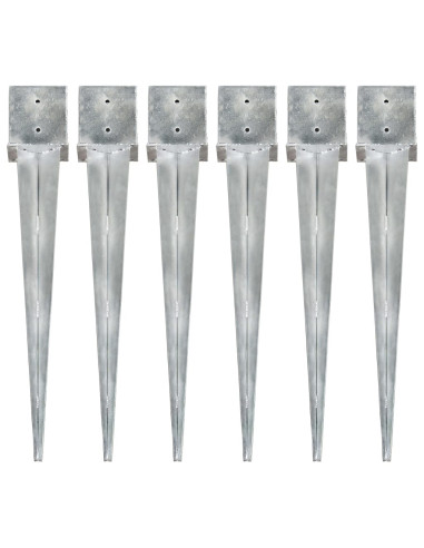 Picchetti di Terra 6 pz Argento 14x14x91 cm in Acciaio Zincato