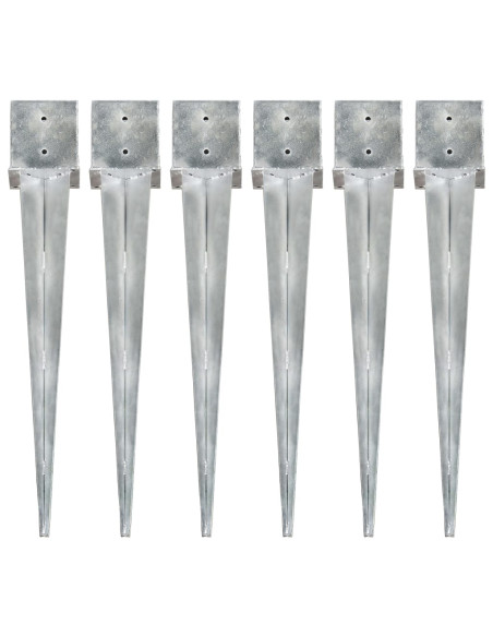 Picchetti di Terra 6 pz Argento 14x14x91 cm in Acciaio Zincato