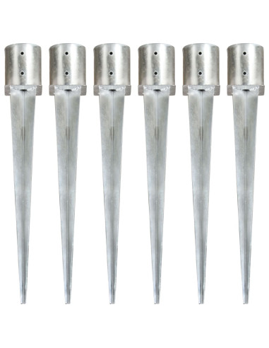 Picchetti di Terra 6 pz Argento 12x91 cm in Acciaio Zincato
