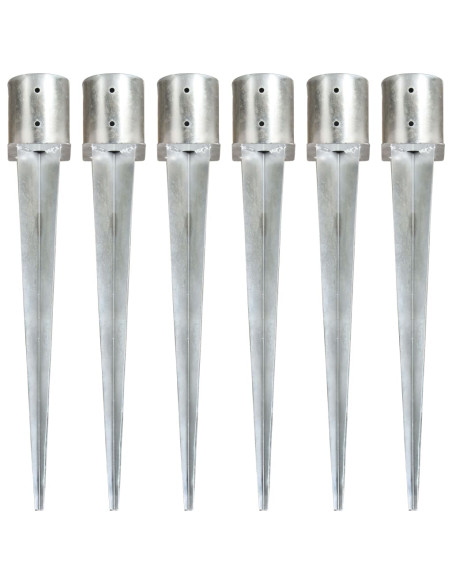 Picchetti di Terra 6 pz Argento 12x91 cm in Acciaio Zincato
