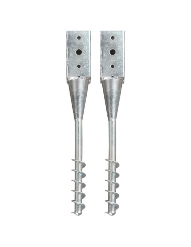 Picchetti di Terra 2 pz Argento 7x7x56 cm in Acciaio Zincato