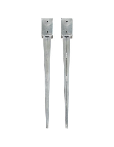 Picchetti di Terra 2 pz Argento 9x9x90 cm in Acciaio Zincato