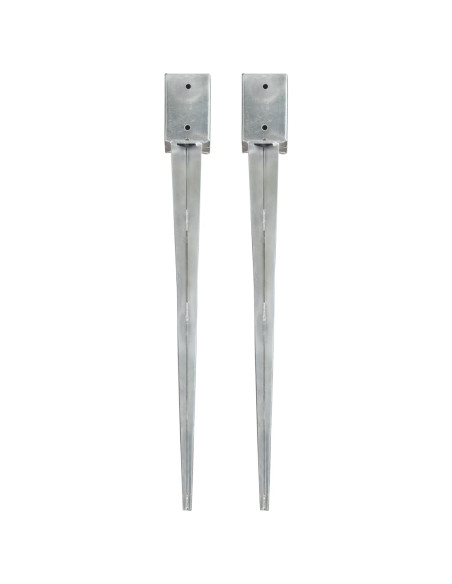 Picchetti di Terra 2 pz Argento 9x9x90 cm in Acciaio Zincato