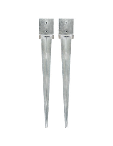 Picchetti di Terra 2 pz Argento 12x12x89 cm in Acciaio Zincato