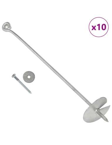 Ancoraggi a Terra 10 pz 10x60 cm in Metallo Zincato