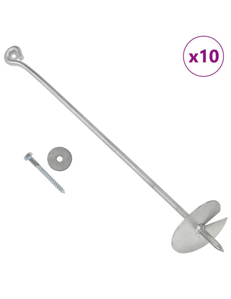 Ancoraggi a Terra 10 pz 10x60 cm in Metallo Zincato