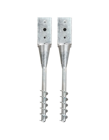 Picchetti di Terra 2 pz Argento 10x10x57 cm in Acciaio Zincato