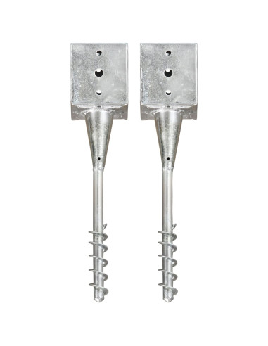 Picchetti di Terra 2 pz Argento 12x12x56 cm in Acciaio Zincato