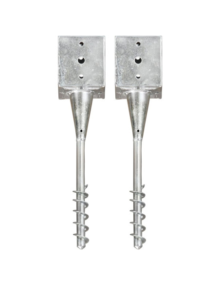 Picchetti di Terra 2 pz Argento 12x12x56 cm in Acciaio Zincato