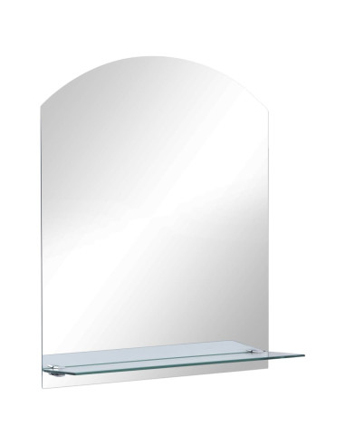 Specchio da Parete con Mensola 30x50 cm in Vetro Temperato