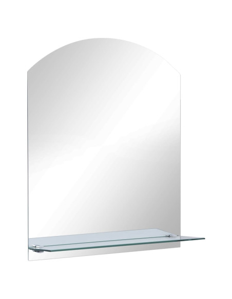 Specchio da Parete con Mensola 30x50 cm in Vetro Temperato