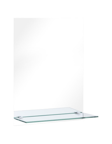 Specchio da Parete con Mensola 30x50 cm in Vetro Temperato