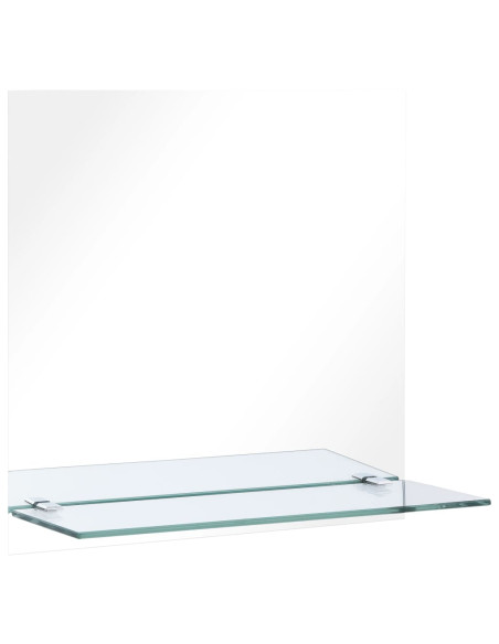 Specchio da Parete con Mensola 50x50 cm in Vetro Temperato