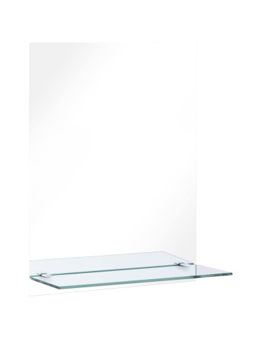 Specchio da Parete con Mensola 50x70 cm in Vetro Temperato