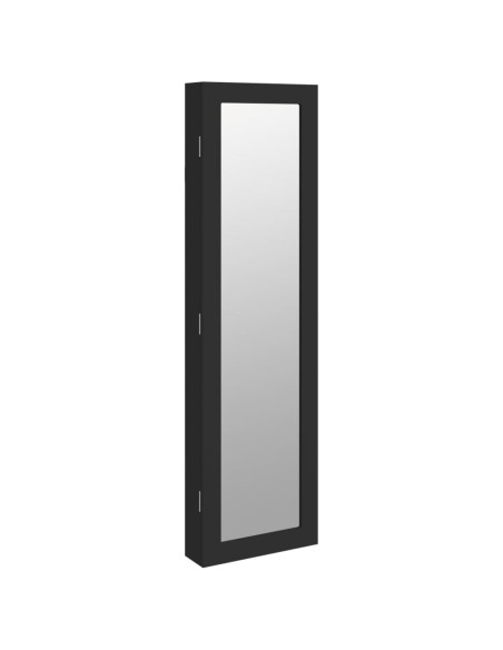 Armadio Portagioie con Specchio a Muro Nero 30x8,5x106 cm