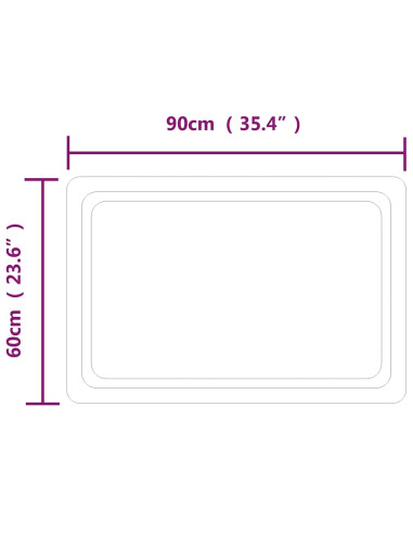 Specchio da Bagno con Luci LED 90x60 cm