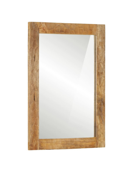 Specchio da Bagno 50x70x2,5 cm Legno Massello di Mango e Vetro