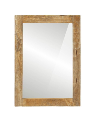 Specchio da Bagno 50x70x2,5 cm Legno Massello di Mango e Vetro