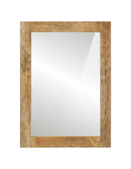 Specchio da Bagno 50x70x2,5 cm Legno Massello di Mango e Vetro