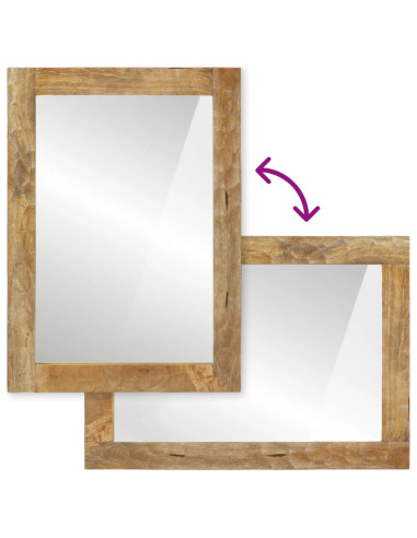 Specchio da Bagno 50x70x2,5 cm Legno Massello di Mango e Vetro