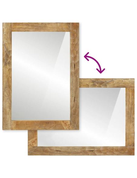 Specchio da Bagno 50x70x2,5 cm Legno Massello di Mango e Vetro