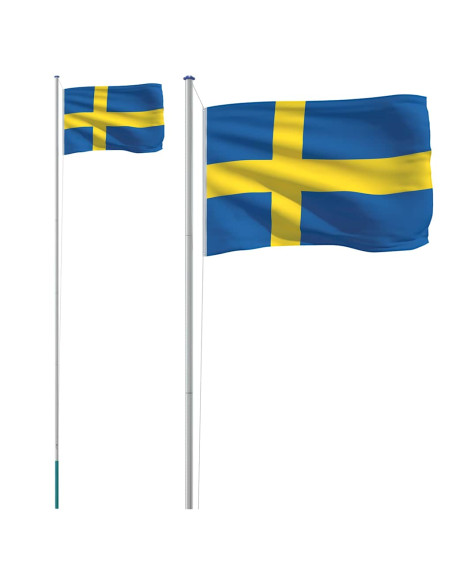 Asta e Bandiera Svezia 6,08 m Alluminio