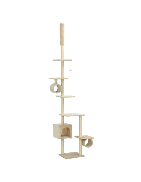 Albero per Gatti con Pali Tiragraffi in Sisal 260 cm Beige