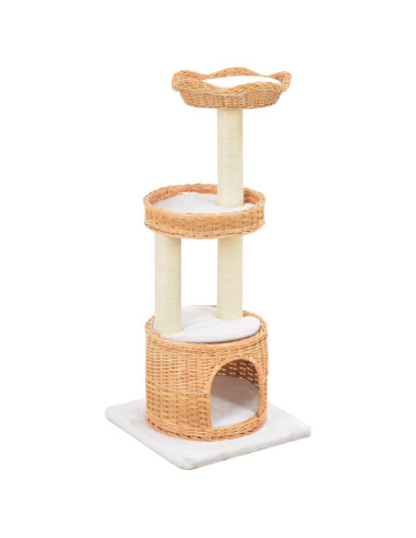 Albero per Gatti con Tiragraffi in Legno di Salice Naturale