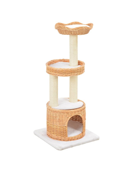 Albero per Gatti con Tiragraffi in Legno di Salice Naturale