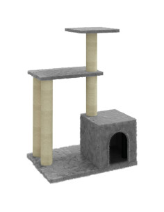 Albero per Gatti con Tiragraffi in Sisal Grigio Chiaro 71 cm 2