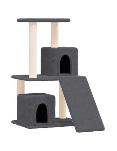 Albero per Gatti con Tiragraffi in Sisal Grigio Scuro 82 cm