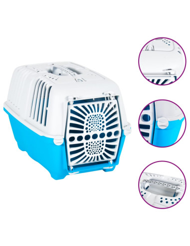 Trasportino per Animali Bianco e Blu 55x36x36cm Polipropilene