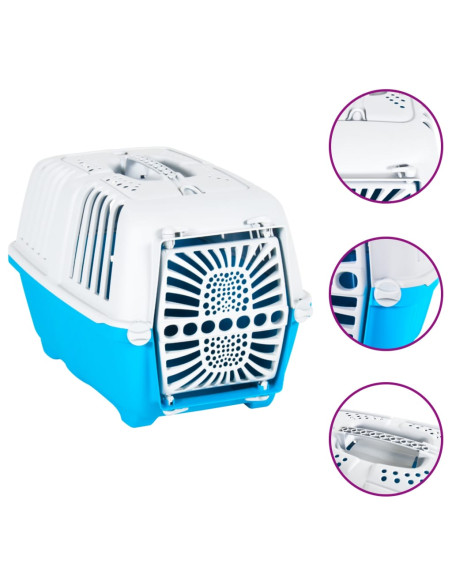 Trasportino per Animali Bianco e Blu 55x36x36cm Polipropilene